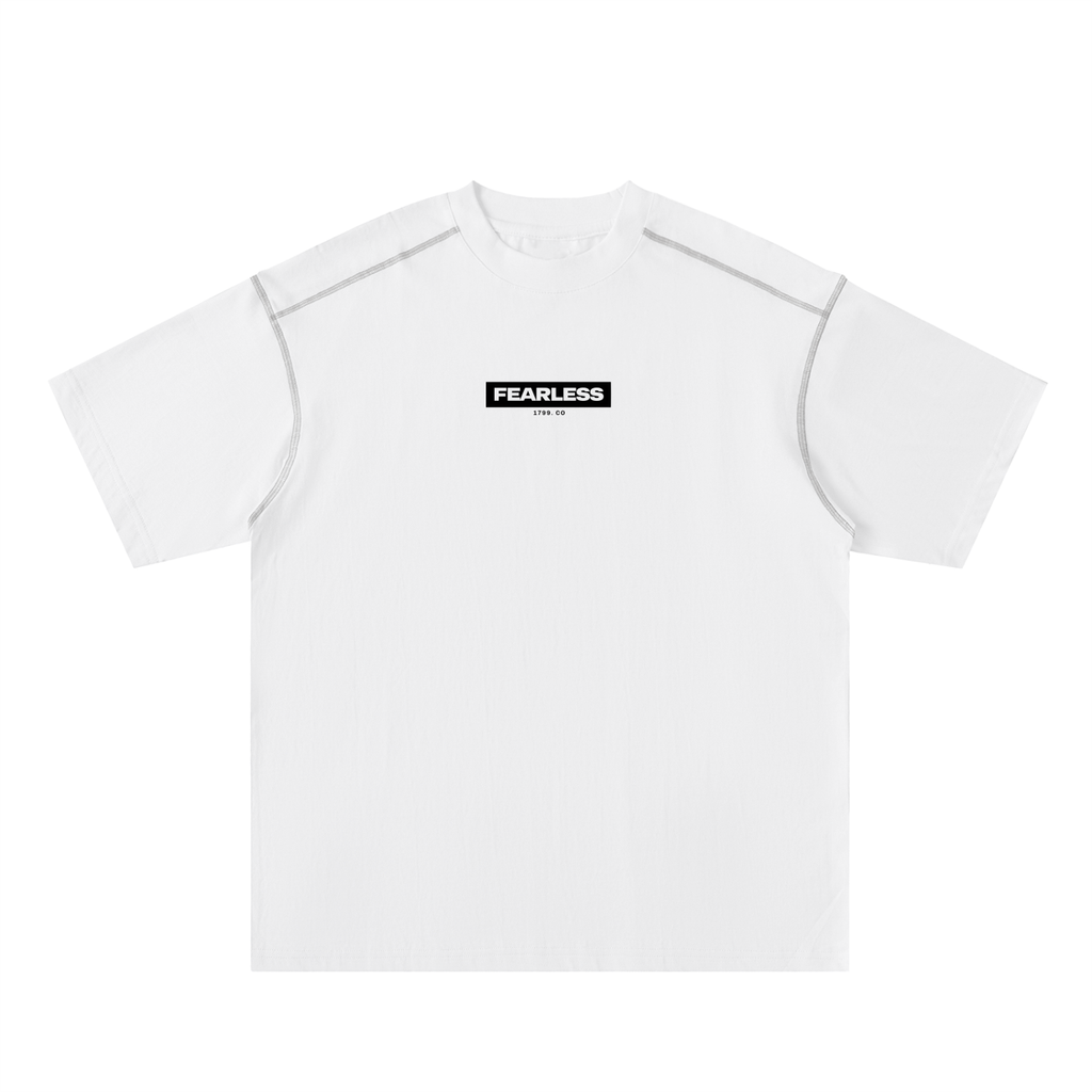 FEARLESS-Oversized Contrast-Stitched Cotton Tee